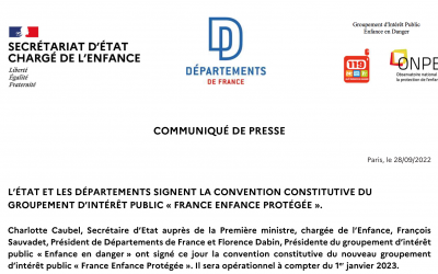 Constitution du groupement d’intérêt public « France enfance protégée »